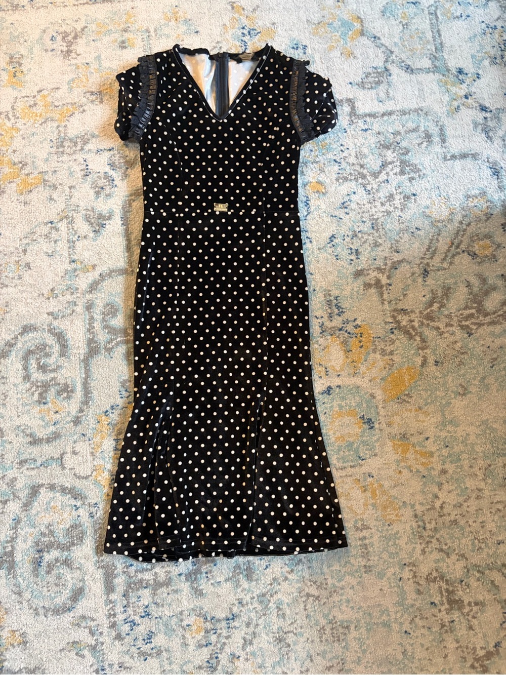 Made in Italy - Roberi Biagi Black Polka Dot V-Neck Midi Dress